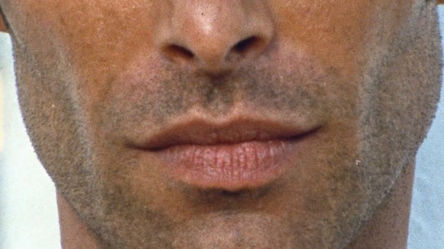 Video Reference: close-up, face, mouth, lips, nose, facial hair, portrait, skin, human, cropped, neutral background