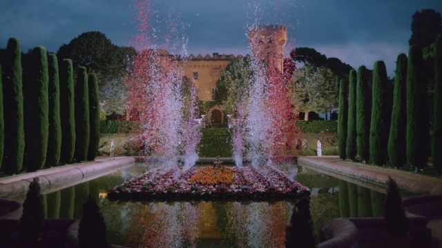 Video Reference: Water, Sky, Plant, Green, Botany, Natural landscape, Fountain, Body of water, Architecture, Tree