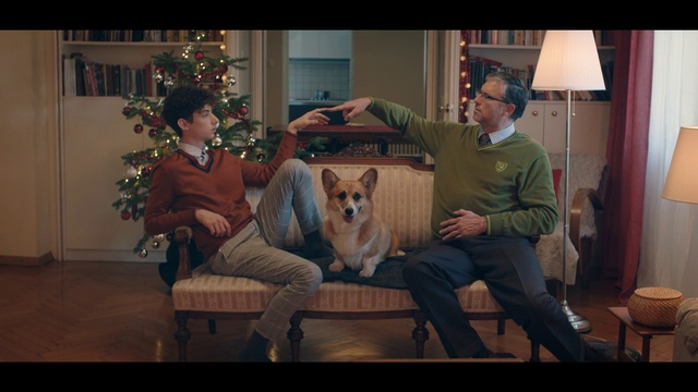 Video Reference: Christmas tree, Jeans, Dog, Table, Dog breed, Window, Couch, Carnivore, Fawn, Companion dog