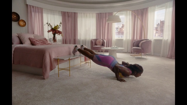 Video Reference: Furniture, Building, Comfort, Curtain, Purple, Interior design, Wood, Floor, Flooring, Pink
