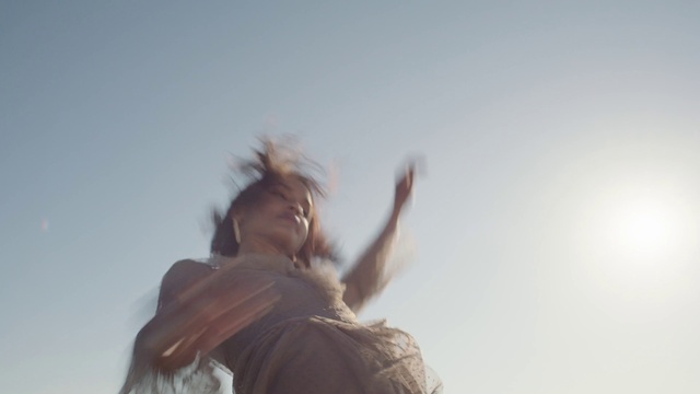 Video Reference: Sky, Hand, Cloud, People in nature, Flash photography, Happy, Gesture, Grass, Long hair, Landscape