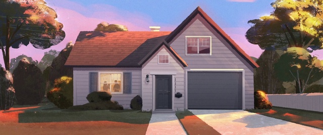 Video Reference: Sky, Building, Property, Cloud, Window, Plant, House, Asphalt, Wood, Grass