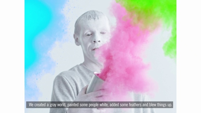 Video Reference: Gesture, Pink, Magenta, Happy, Flash photography, Sky, Electric blue, Art, Paint, Smoke