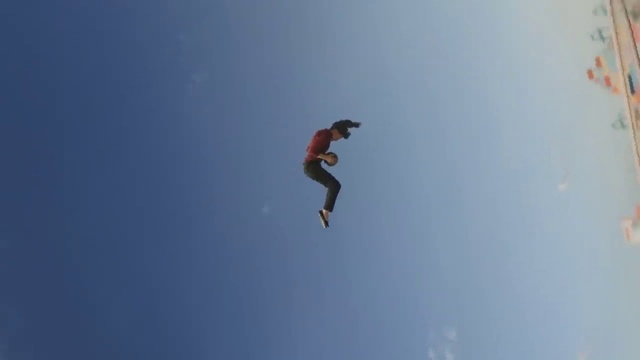 Video Reference: Sky, Stunt performer, Recreation, Happy, People in nature, Slope, Sports, Extreme sport, Balance, Leisure