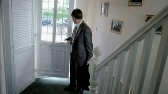 Video Reference: Suit trousers, Window, Sleeve, Fixture, Door, Building, Floor, House, Wood, Flooring