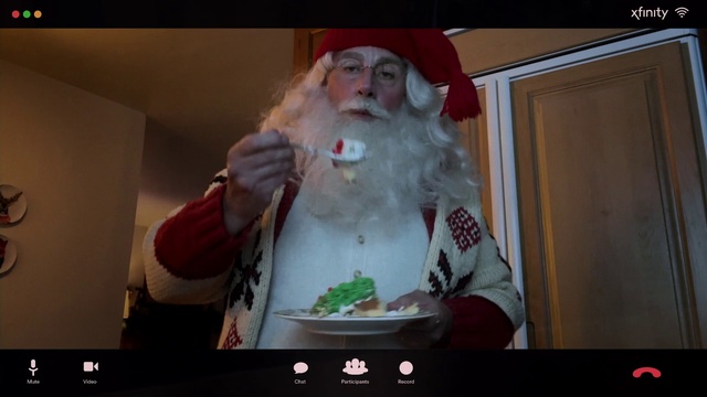 Video Reference: Beard, Santa claus, Wig, Television set, Facial hair, Christmas, Event, Display device, Electronic device, Gadget