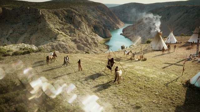 Video Reference: Mountain, Ecoregion, Water, Highland, Sky, Tent, Travel, Working animal, Mountainous landforms, Landscape