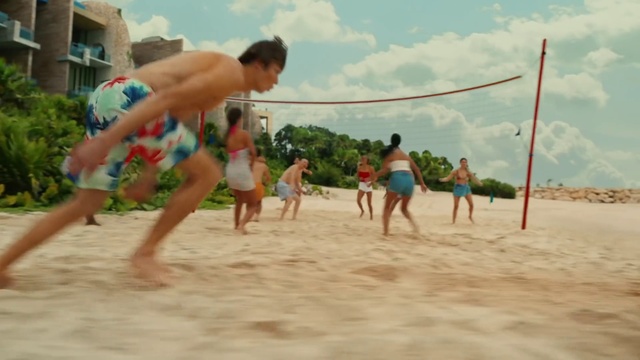 Video Reference: Sky, Cloud, Shorts, Active shorts, Trunks, People on beach, Net sports, Beach, Leisure, Fun