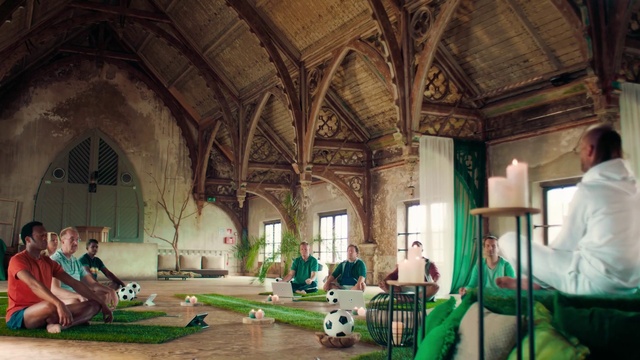 Video Reference: Green, Building, Couch, Lighting, Window, Interior design, Architecture, House, Leisure, Hall