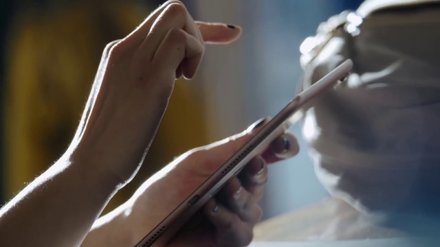 Video Reference: Hand, Dress, Gesture, Finger, Musical instrument, Thumb, Nail, Wrist, Elbow, Musical instrument accessory