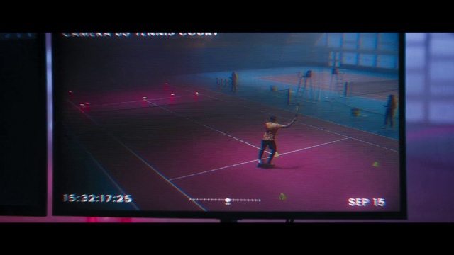 Video Reference: Television set, Rectangle, Flat panel display, Sports uniform, Sports equipment, Display device, Magenta, Multimedia, Space, Electric blue
