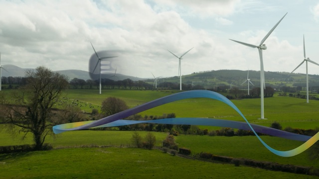 Video Reference: wind, ecosystem, energy, grassland, wind turbine, sky, wind farm, field, rural area, machine