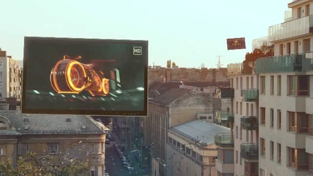 Video Reference: advertising, building, billboard, facade, residential area, sky, city, metropolis, Person