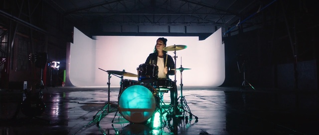 Video Reference: drums, drummer, drum, stage, percussion, film studio, musical instrument, performance, entertainment, concert, Person