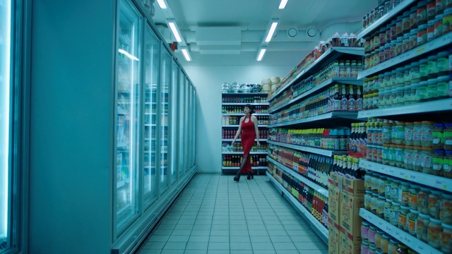 Video Reference: Aisle, Shelf, Building, Shelving, Supermarket, Technology, Architecture, Convenience store, Person