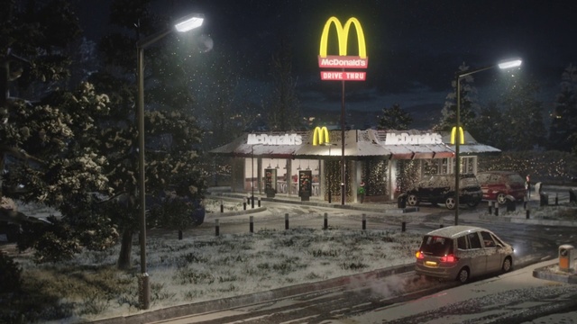 Video Reference: Snow, Night, Mode of transport, Transport, Vehicle, Winter, Midnight, Car, Street light, Building