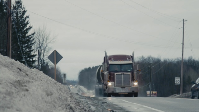 Video Reference: snowplow, motor vehicle, wheeled vehicle, vehicle, snow, road, winter, cold, truck