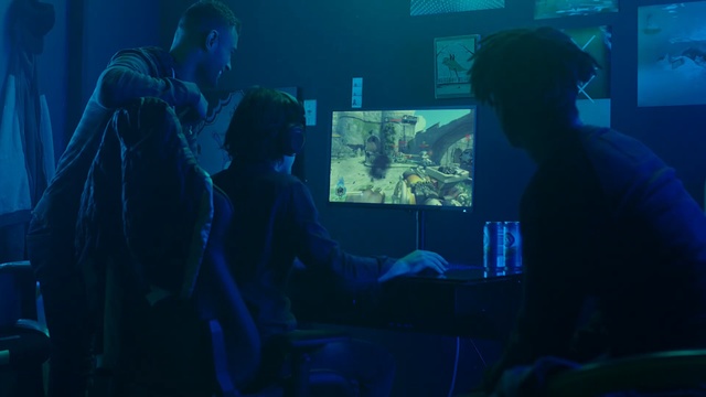 Video Reference: blue, entertainment, light, darkness, snapshot, lighting, event, performance, Person