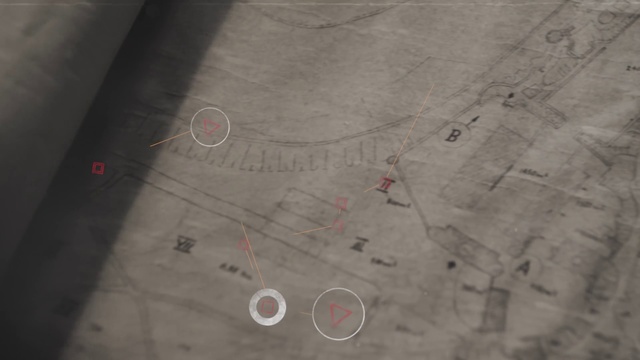 Video Reference: Line, Circle, Pattern, Aerial photography, Concrete, Sitting, Floor, Table, White, Man, Woman, Red, Art, Map, Handwriting, Text