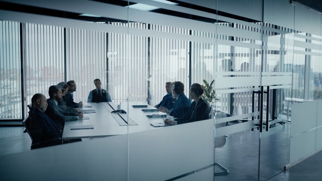 Video Reference: Office, Architecture, Building, Event, Job, Company, White-collar worker, Employment, Black-and-white, Interior design