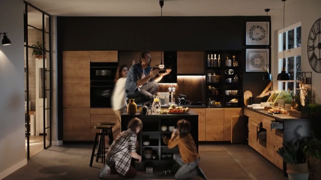 Video Reference: Room, Interior design, Furniture, Building, House, Table, Kitchen, Home, Café, Coffeehouse