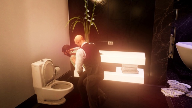 Video Reference: Light, Room, Plumbing fixture, Bathroom, Toilet, Lighting, Interior design, Bidet, Plumbing, Night