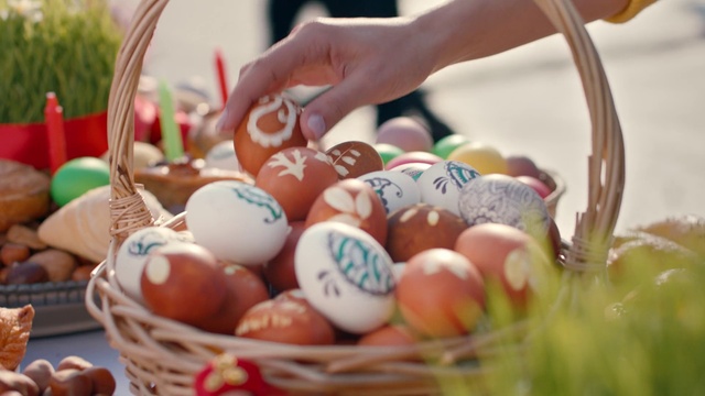 Video Reference: Egg, Easter egg, Egg, Easter, Food, Event, Holiday, Gift basket
