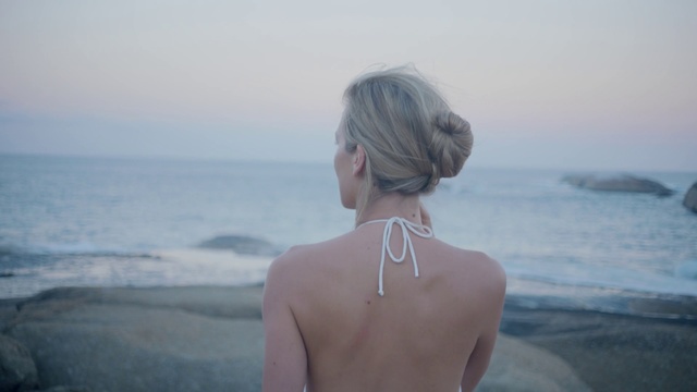 Video Reference: Hair, Photograph, Shoulder, Sea, Sky, Skin, Blond, Back, Neck, Ocean