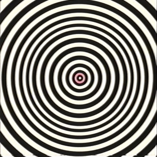 Video Reference: black and white, circle, spiral, monochrome photography, line, monochrome, symmetry, area, pattern, font, Person