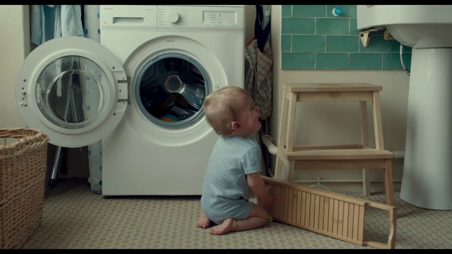 Video Reference: Washing machine, Clothes dryer, Major appliance, Laundry, Laundry room, Product, Room, Home appliance, Child, Furniture