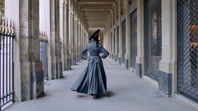 Video Reference: Fashion, Architecture, Outerwear, Dress, Photography, Costume, Column, Window, Street fashion, Haute couture