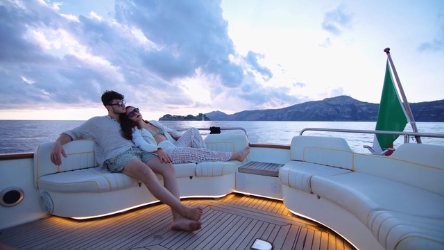 Video Reference: boat, yacht, vacation, watercraft, vehicle, luxury yacht, deck, sea, ship, water