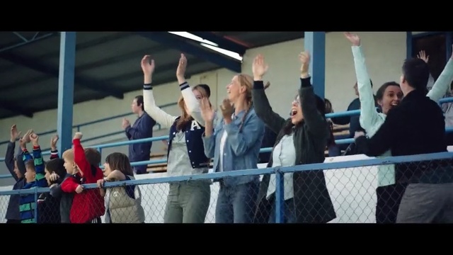 Video Reference: blue, people, crowd, social group, audience, youth, community, fun, sport venue, event, Person