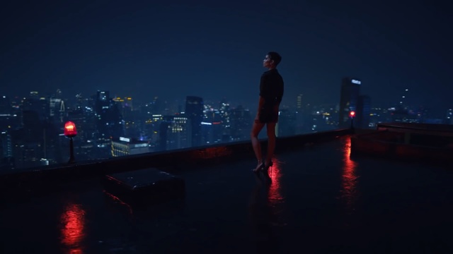 Video Reference: reflection, red, water, night, darkness, light, sky, city, atmosphere, lighting, Person