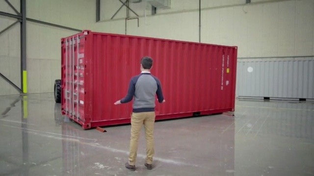 Video Reference: Shipping container, Office supplies, Floor, Flooring, Hall