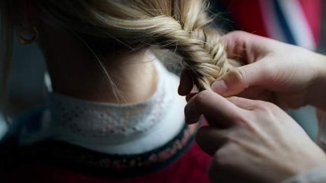 Video Reference: Hair, Hairstyle, French braid, Braid, Neck, Long hair, Hand, Ear, Hair coloring, Bun