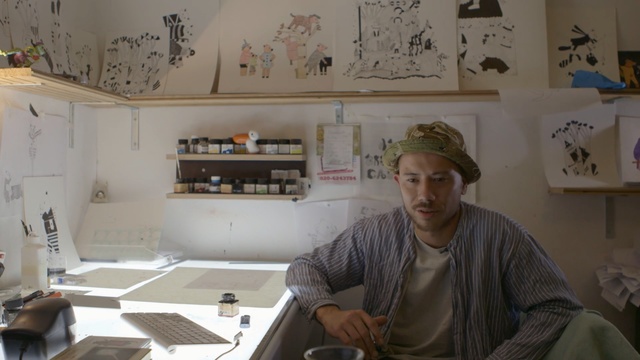 Video Reference: furniture, interior design, Person