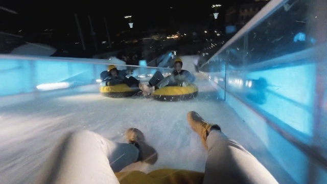 Video Reference: Mode of transport, Recreation, Fun, Leisure, Sledding, Vehicle, Snow, Car, Driving, Tubing