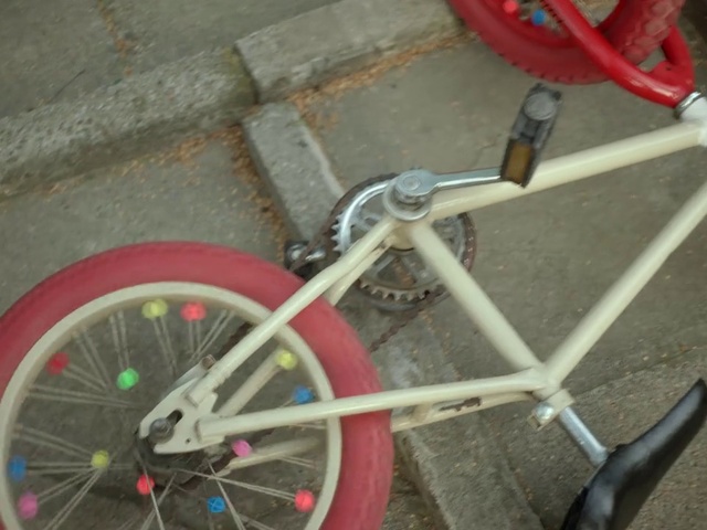 Video Reference: Land vehicle, Bicycle, Bicycle wheel, Bicycle frame, Bicycle part, Bicycle tire, Vehicle, Spoke, Bicycle drivetrain part, Bicycle saddle