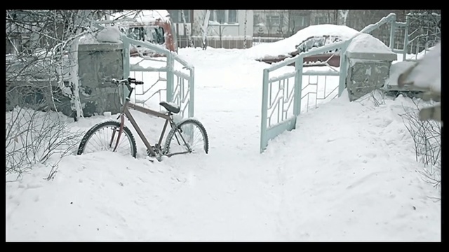 Video Reference: Snow, Winter, Blizzard, Winter storm, Freezing, Mode of transport, Vehicle, Black-and-white, Bicycle wheel, Bicycle