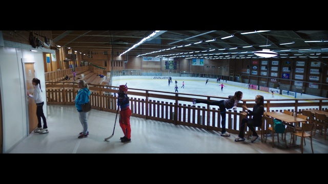 Video Reference: Ice skating, Ice rink, Building, Recreation, Skating, Ice, Sport venue, Person