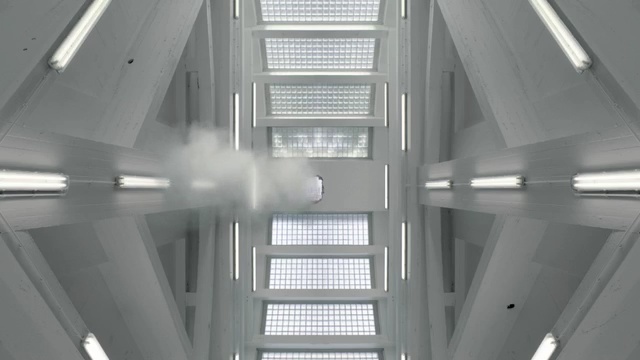 Video Reference: structure, daylighting, architecture, ceiling, daytime, glass, steel, building, window, angle, Person