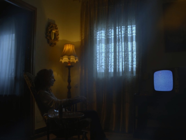 Video Reference: blue, room, light, darkness, lighting, interior design, window, light fixture, house, night