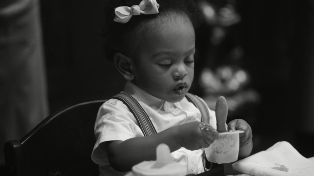 Video Reference: Child, White, Black, Photograph, Black-and-white, Monochrome, Monochrome photography, Baby, Toddler, Hairstyle, Person