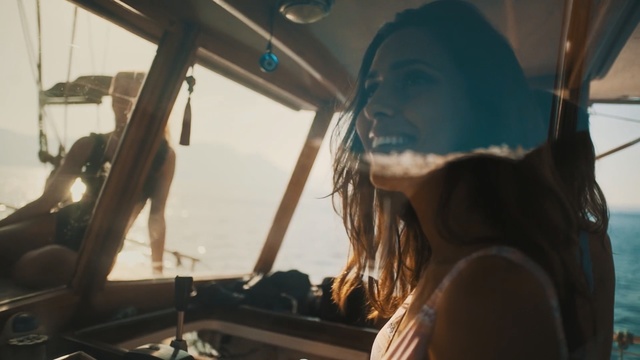 Video Reference: Blond, Fun, Photography, Black hair, Sunlight, Vehicle, Windshield, Air travel