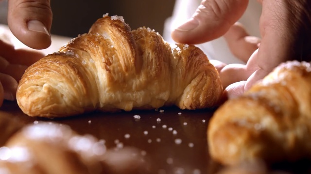 Video Reference: baked goods, croissant, danish pastry, pain au chocolat, food, pastizz, pastry, baking, finger food, breakfast