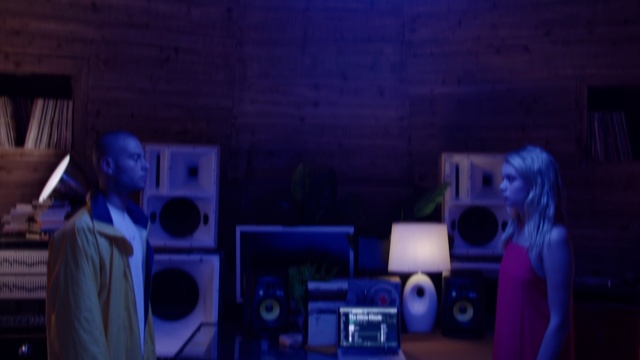 Video Reference: blue, purple, entertainment, technology, light, darkness, sound, stage, audio, electronic device, Person