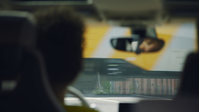 Video Reference: Yellow, Snapshot, Photography, Rear-view mirror, Black hair, Mouth, Automotive mirror, Auto part, Tints and shades, Family car