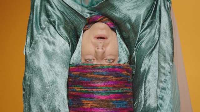 Video Reference: pink, purple, child, textile, girl, eye, knitting, fun, infant, toddler