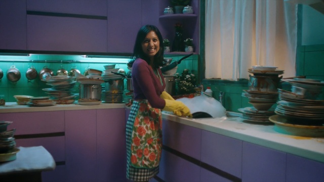 Video Reference: kitchen, home, interior, apron, house, Person